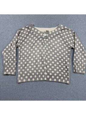 Evie Women's S Gray Polka Dot Single Button Cardigan Sweater Silk Blend